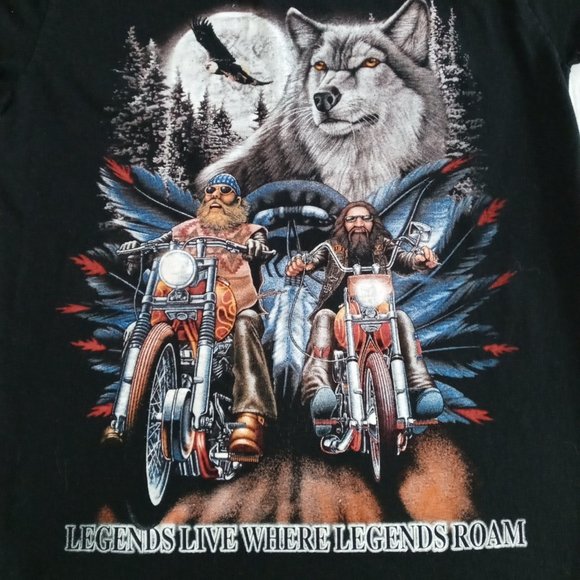 La Voila "Legends live where legends roam" Biker graphic Tee - Picture 3 of 7
